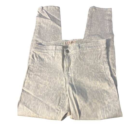 J Brand Intermix Arctic Leopard Print Leggings Denim Jeans White Gray Sz 27 USA - Picture 1 of 6